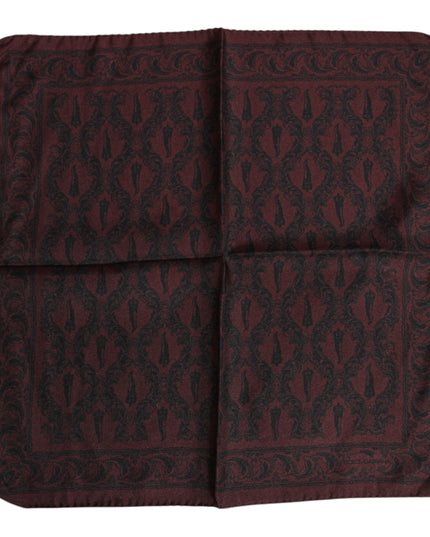 Dolce & Gabbana Maroon Black Printed Square Men Foulard Scarf