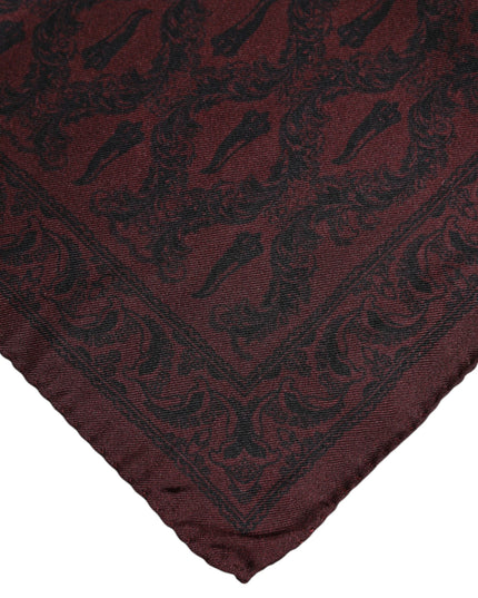 Dolce & Gabbana Maroon Black Printed Square Men Foulard Scarf