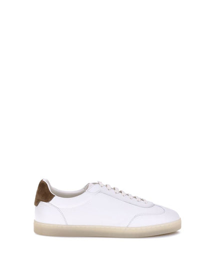 Brunello Cucinelli White Calf Leather Bos Taurus Low Top Sneakers