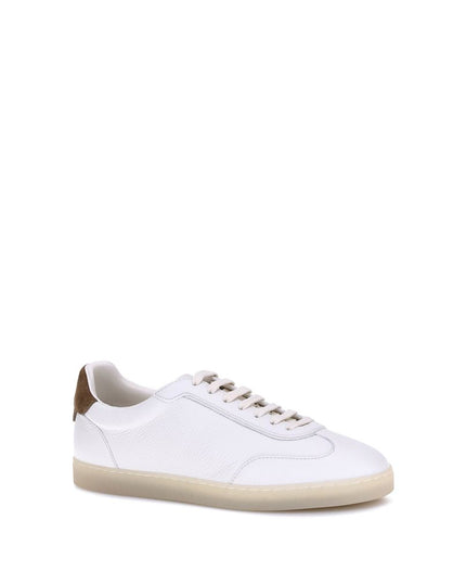 Brunello Cucinelli White Calf Leather Bos Taurus Low Top Sneakers
