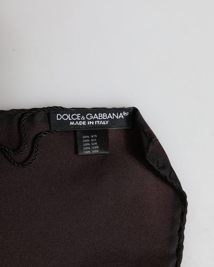 Dolce & Gabbana Brown DG Crown Silk Square Men Foulard Scarf