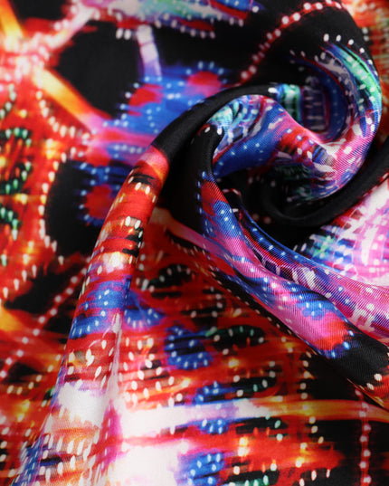 Dolce & Gabbana Black Multicolor Print Square Foulard Scarf