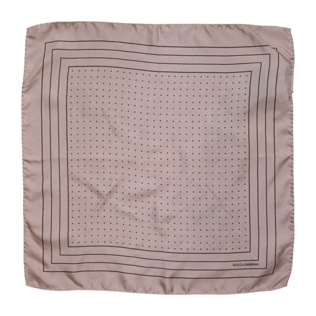 Dolce & Gabbana Beige Dotted Silk Square Men Foulard Scarf