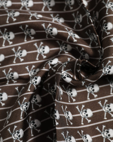 Dolce & Gabbana Brown Skull Silk Square Men Foulard Scarf