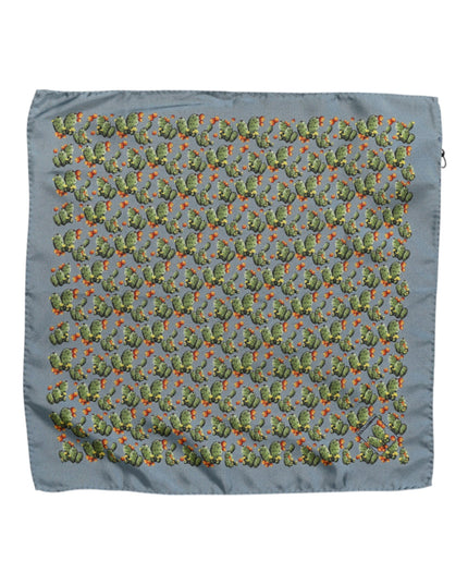 Dolce & Gabbana Gray Green Cactus Print Square Foulard Scarf