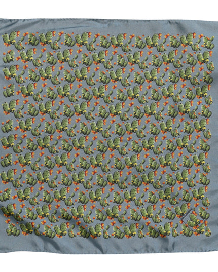 Dolce & Gabbana Gray Green Cactus Print Square Foulard Scarf