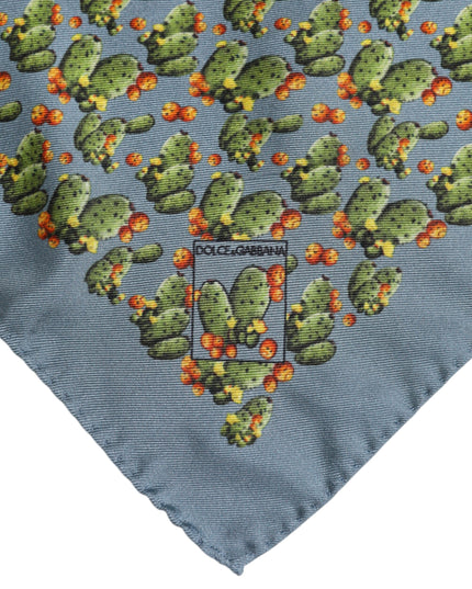 Dolce & Gabbana Gray Green Cactus Print Square Foulard Scarf