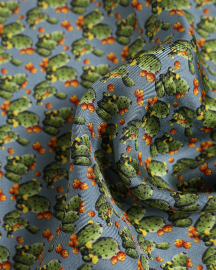 Dolce & Gabbana Gray Green Cactus Print Square Foulard Scarf