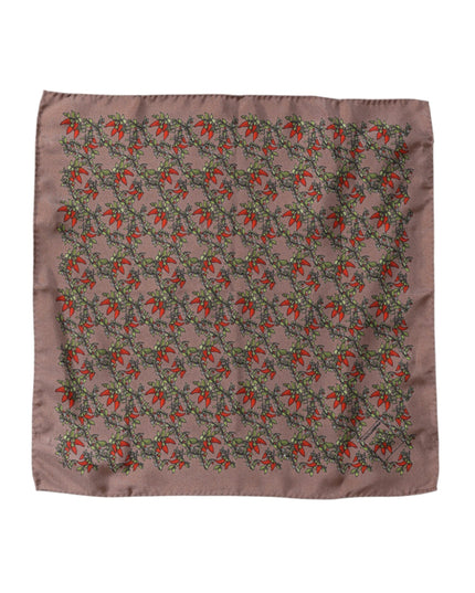 Dolce & Gabbana Brown Chilis Silk Square Men Foulard Scarf