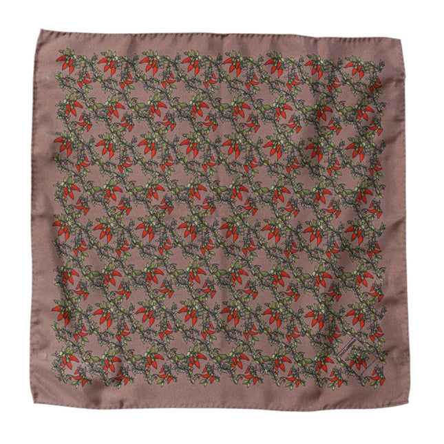 Dolce & Gabbana Brown Chilis Silk Square Men Foulard Scarf