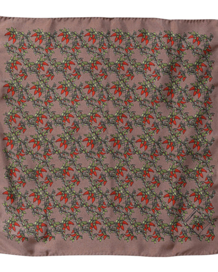 Dolce & Gabbana Brown Chilis Silk Square Men Foulard Scarf