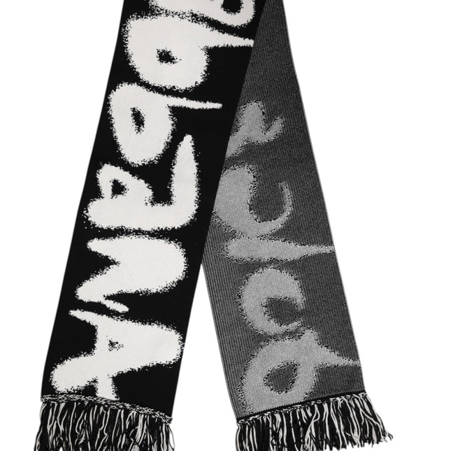 Dolce & Gabbana Black Logo Neck Warmer Wrap Men Shawl Scarf