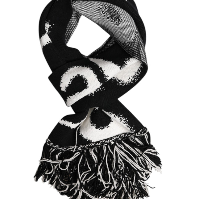 Dolce & Gabbana Black Logo Neck Warmer Wrap Men Shawl Scarf