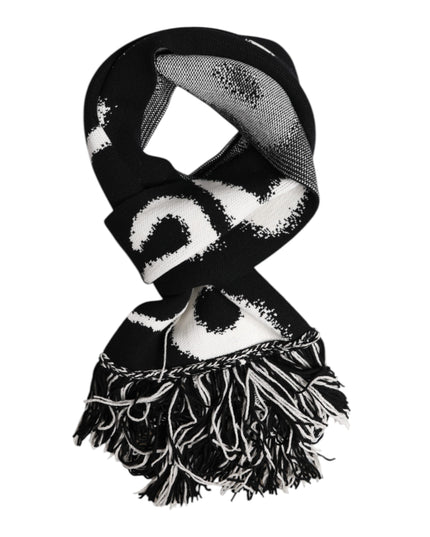 Dolce & Gabbana Black Logo Neck Warmer Wrap Men Shawl Scarf