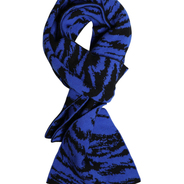 Dolce & Gabbana Blue Black Logo Neck Warmer Wrap Shawl Scarf