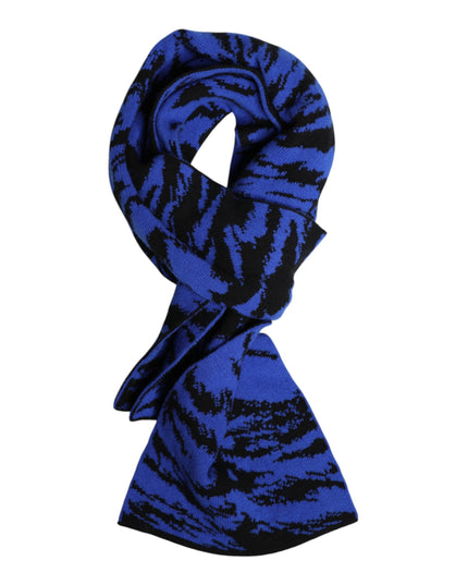 Dolce & Gabbana Blue Black Logo Neck Warmer Wrap Shawl Scarf