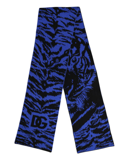 Dolce & Gabbana Blue Black Logo Neck Warmer Wrap Shawl Scarf