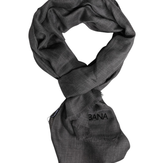 Dolce & Gabbana Gray Logo Print Neck Warmer Wrap Shawl Scarf