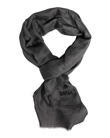 Dolce & Gabbana Gray Logo Print Neck Warmer Wrap Shawl Scarf
