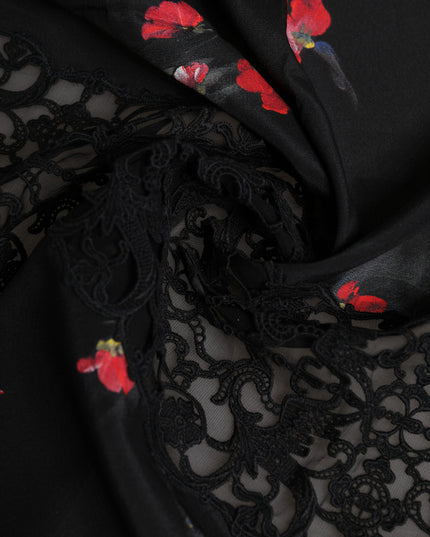 Dolce & Gabbana Black Floral Print Neck Warmer Wrap Scarf