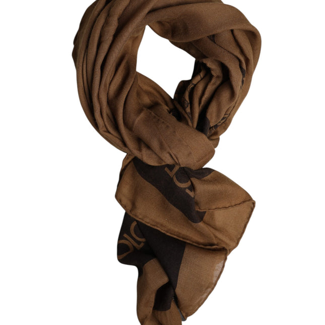 Dolce & Gabbana Brown DG Crown Neck Warmer Men Foulard Scarf