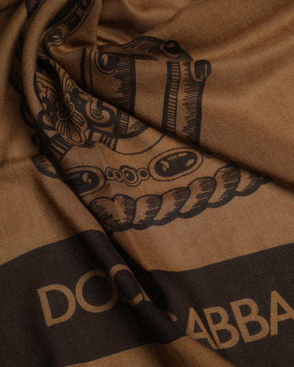 Dolce & Gabbana Brown DG Crown Neck Warmer Men Foulard Scarf