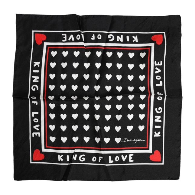 Dolce & Gabbana Black Printed Silk Square Men Foulard Scarf