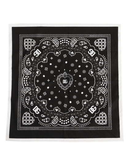 Dolce & Gabbana Black White Bandana Square Men Foulard Scarf