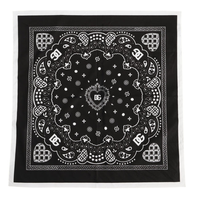 Dolce & Gabbana Black White Bandana Square Men Foulard Scarf