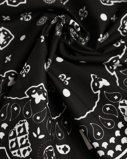 Dolce & Gabbana Black White Bandana Square Men Foulard Scarf