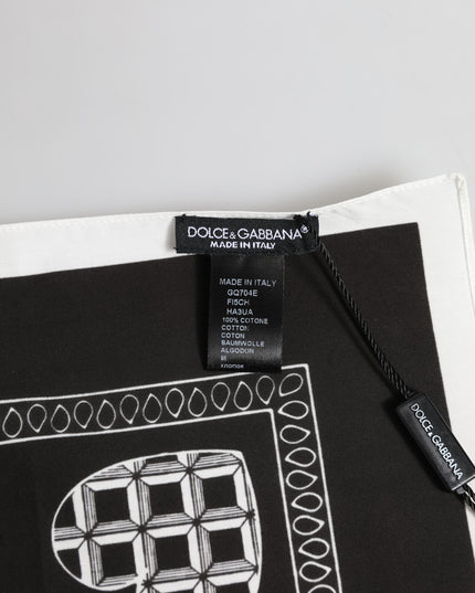 Dolce & Gabbana Black White Bandana Square Men Foulard Scarf