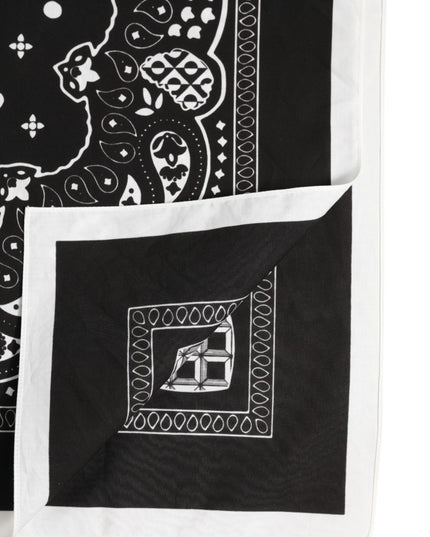 Dolce & Gabbana Black White Bandana Square Men Foulard Scarf