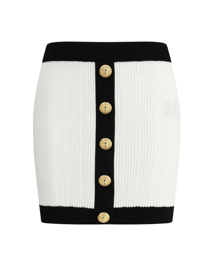 Balmain White Viscose Mini Skirt