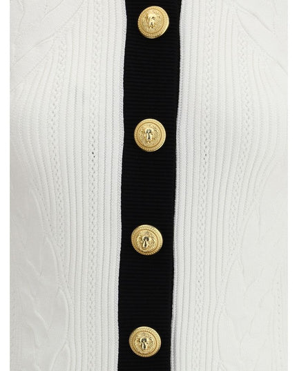 Balmain White Viscose Cardigan
