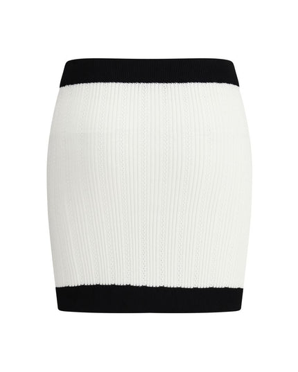 Balmain White Viscose Mini Skirt