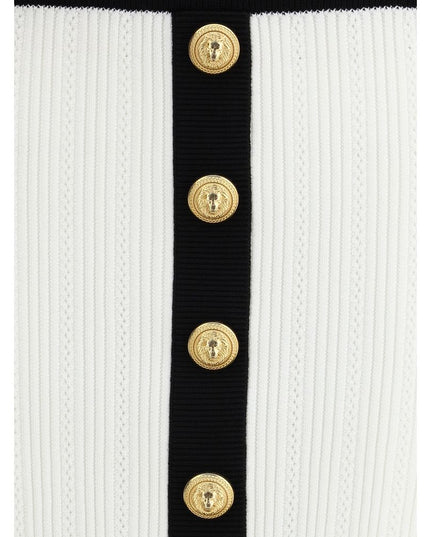 Balmain White Viscose Mini Skirt
