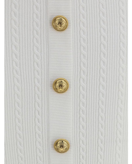 Balmain White Viscose Midi Skirt