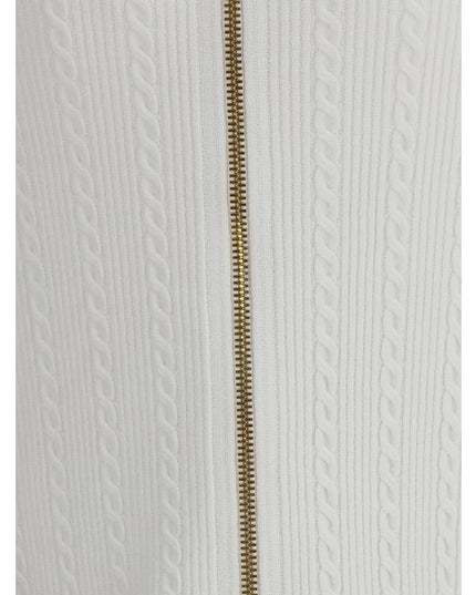 Balmain White Viscose Midi Skirt