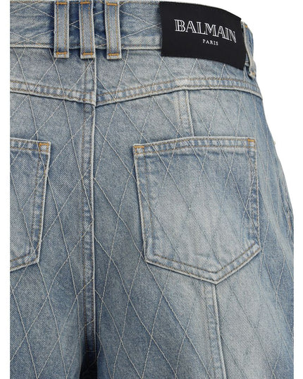Balmain Light Blue Cotton Bermuda Shorts