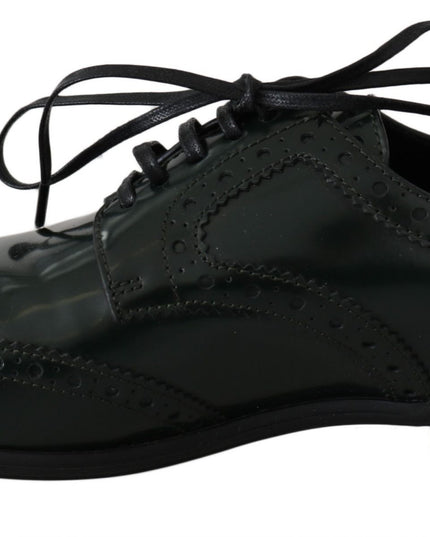 Dolce & Gabbana Green Leather Broque Oxford Wingtip Shoes