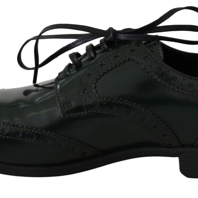 Dolce & Gabbana Green Leather Broque Oxford Wingtip Shoes