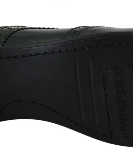 Dolce & Gabbana Green Leather Broque Oxford Wingtip Shoes