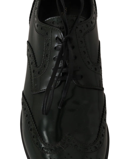 Dolce & Gabbana Green Leather Broque Oxford Wingtip Shoes