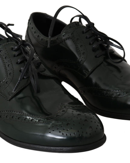 Dolce & Gabbana Green Leather Broque Oxford Wingtip Shoes
