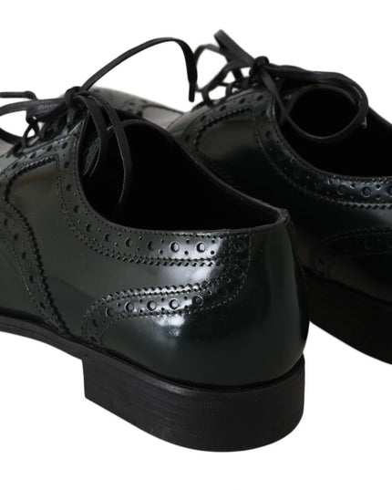 Dolce & Gabbana Green Leather Broque Oxford Wingtip Shoes