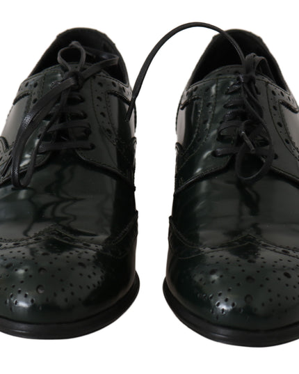 Dolce & Gabbana Green Leather Broque Oxford Wingtip Shoes