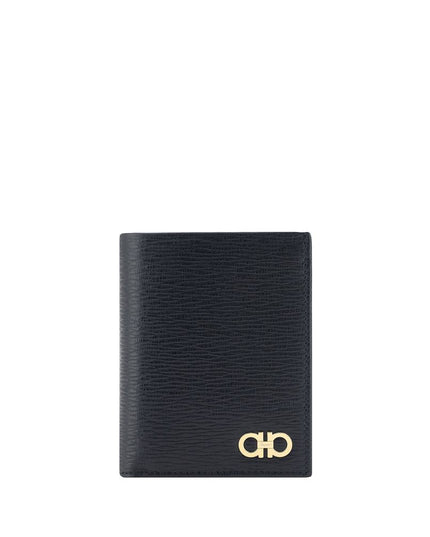 Ferragamo Black Calf Leather Bos Taurus Wallet