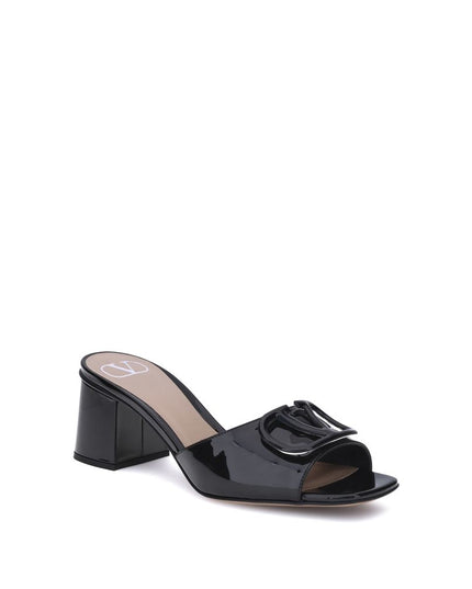 Valentino Garavani Black Calf Leather Bos Taurus Flat Sandals