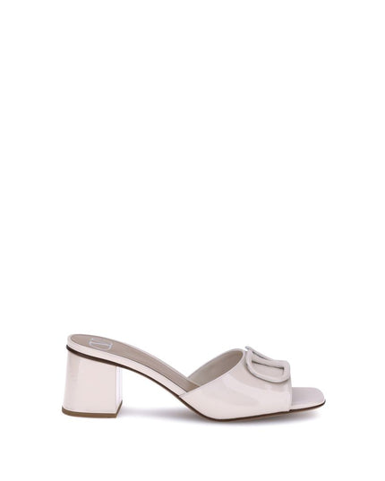 Valentino Garavani Cream Calf Leather Bos Taurus Flat Sandals