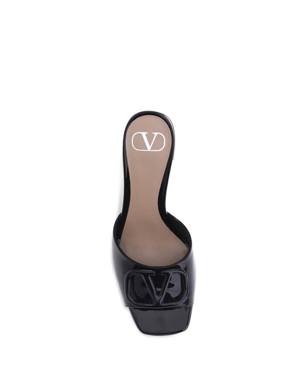 Valentino Garavani Black Calf Leather Bos Taurus Flat Sandals